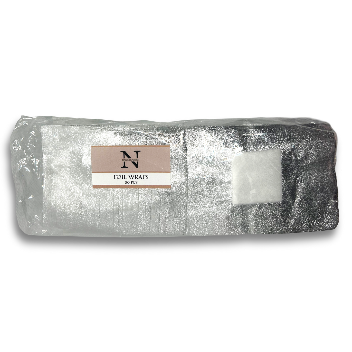 Paket med 50 stycken folie wraps i silver för borttagning av gelnaglar.