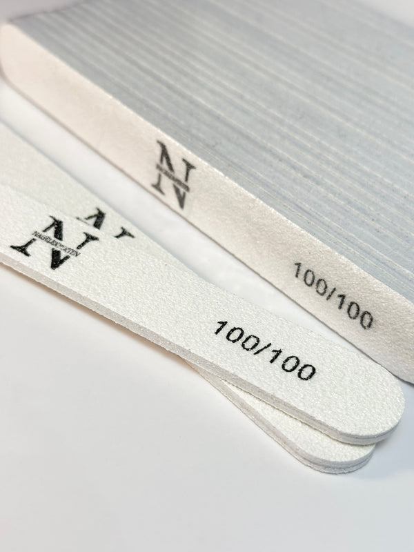 NAGELFILAR • Straight 100/100 grit • 25st • Vit