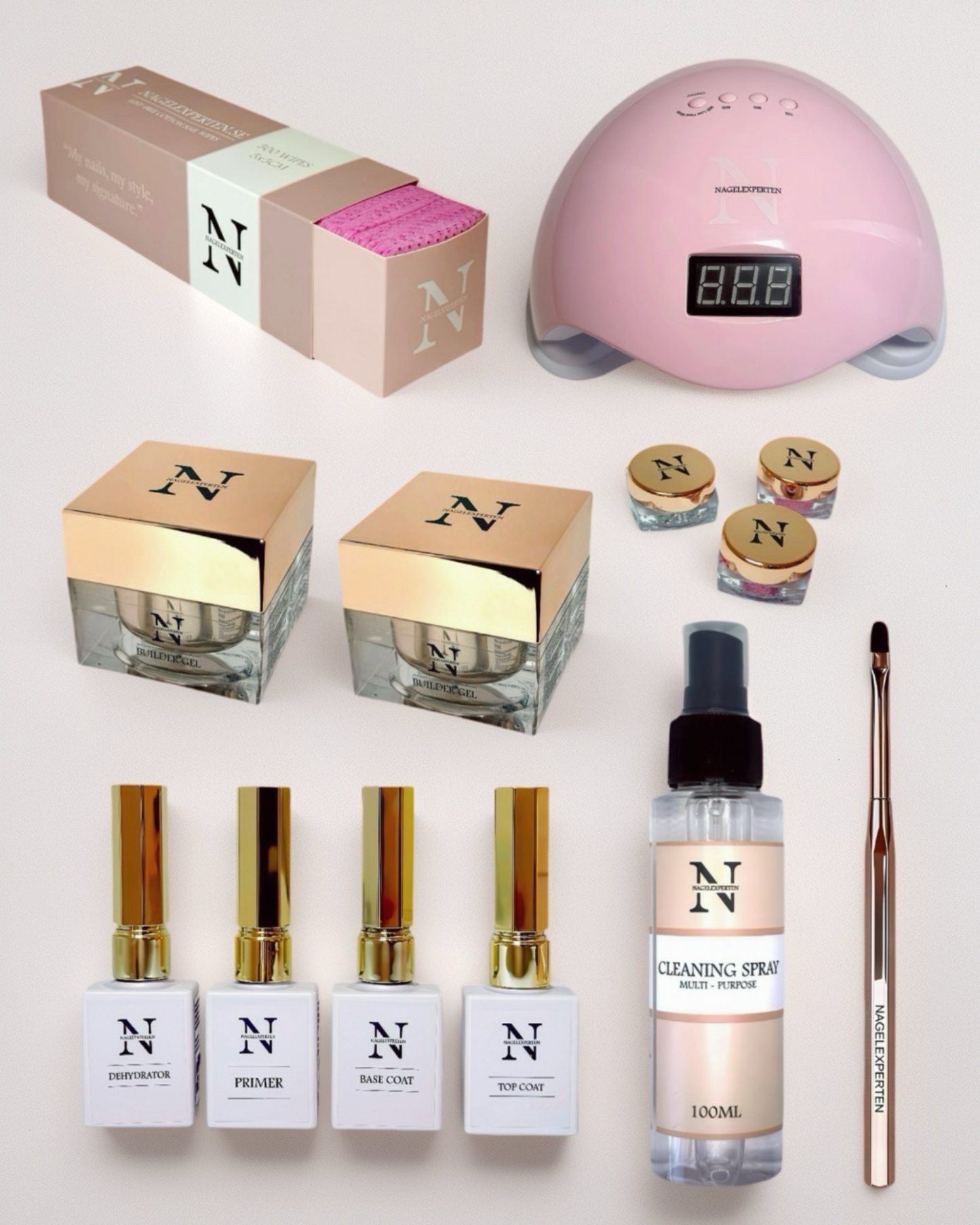 Builder gel startkit - Med UV-lampa (Rosa)