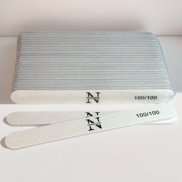 NEGLEFILER • Lige 100/100 korn • 25 stk. • Hvide