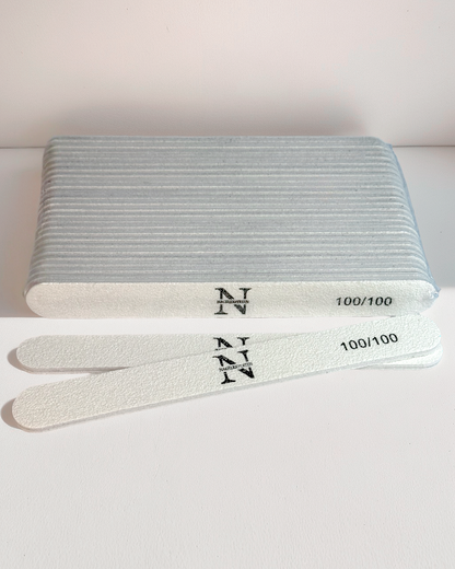 NEGLEFILER • Lige 100/100 korn • 25 stk. • Hvide