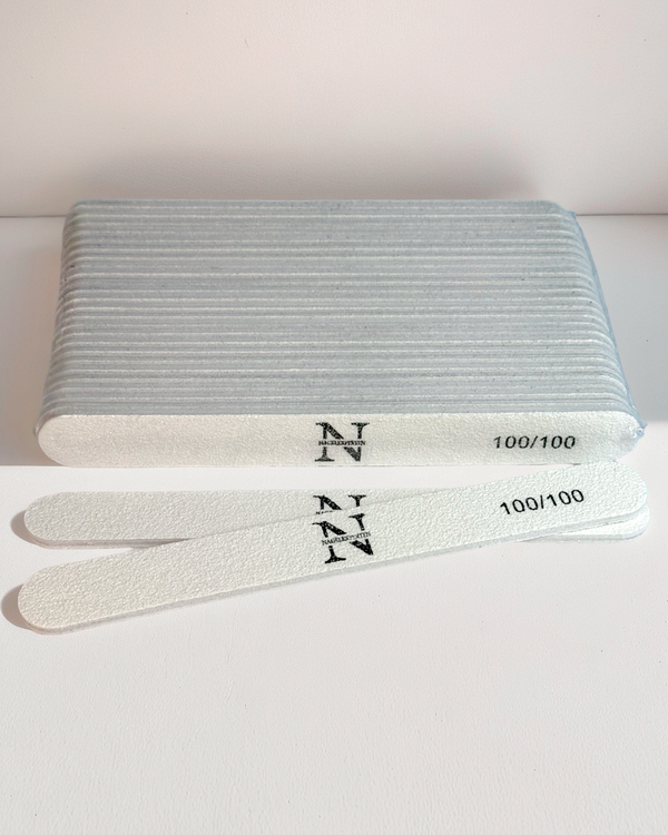 NAGELFILAR • Straight 100/100 grit • 25st • Vit