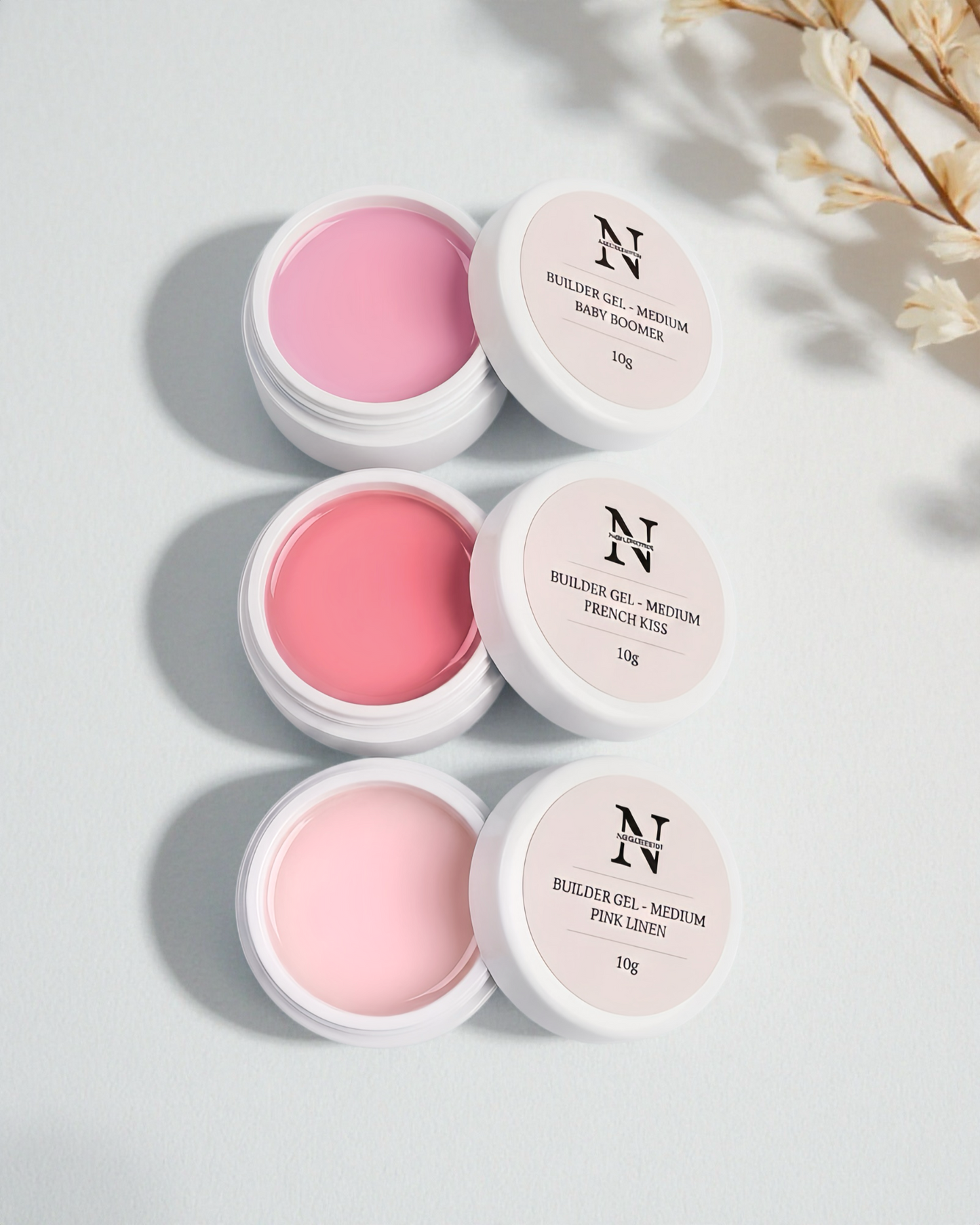 SAMPLE GELS - Baby boomer, French Kiss, Pink linen (3x10G)