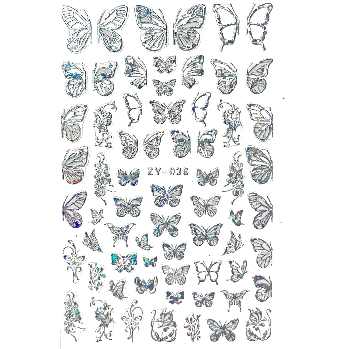 NAIL STICKERS • Butterfly (Silver)