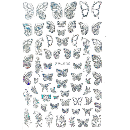 NAIL STICKERS • Butterfly (Silver)