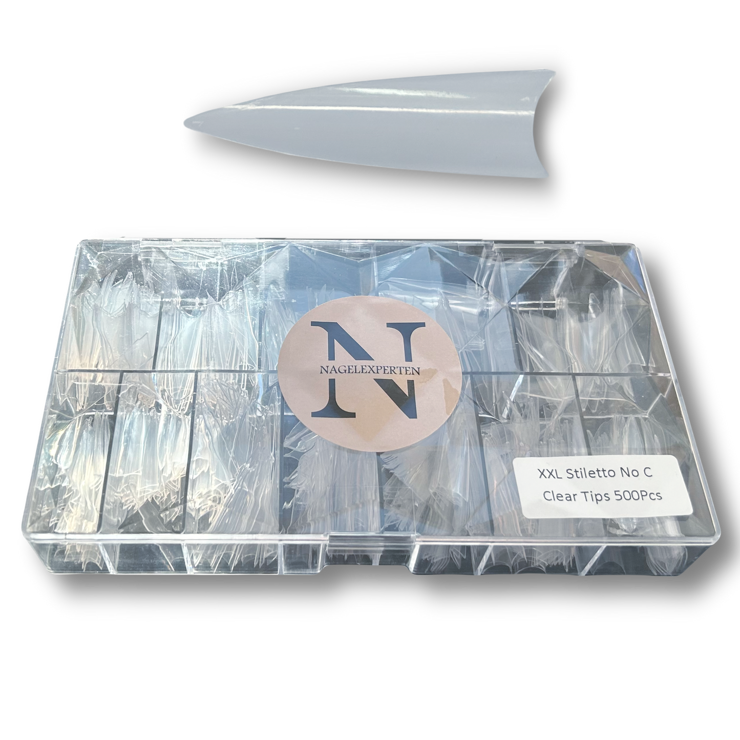 XXL NAIL TIPS • Stiletto No C-curve (Transparent)
