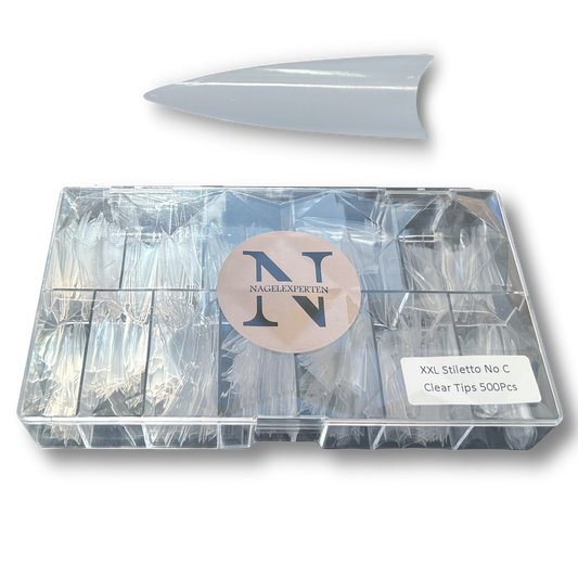 XXL NAIL TIPS • Stiletto No C-curve (Transparent)