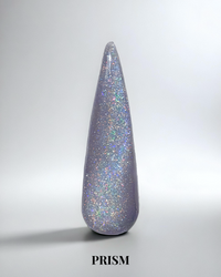 Silvrigt holografiskt cat eye gellack i färgen Prism som glittrar i flera färger.