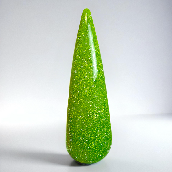 Grönt flash glitter gellack i färgen Lime punch för naglar.